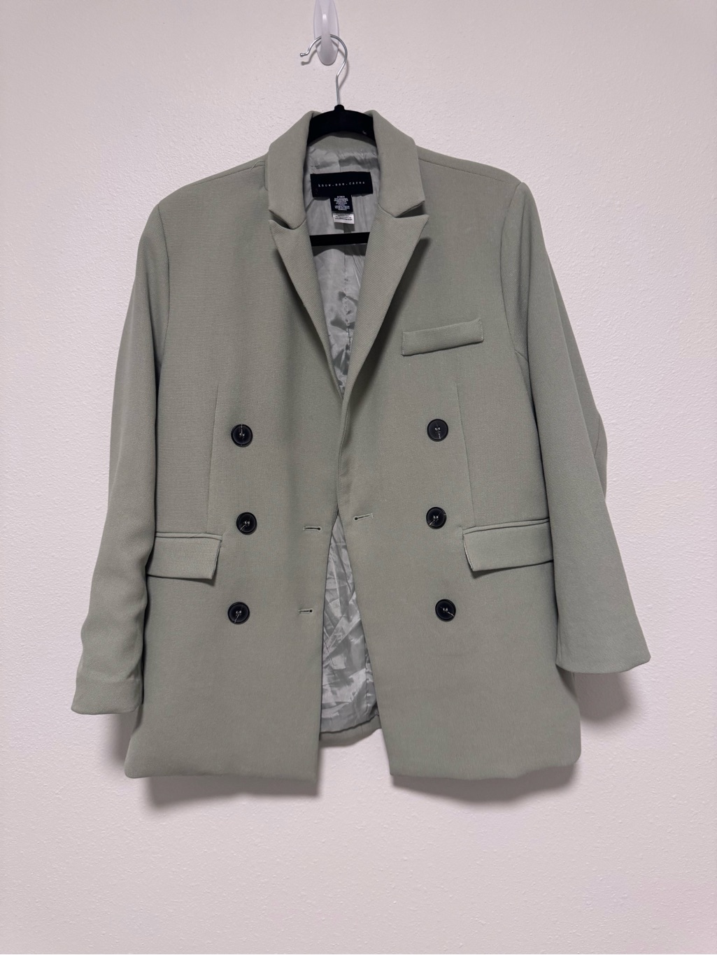Double-Breasted Light Sage Blazer Jacket